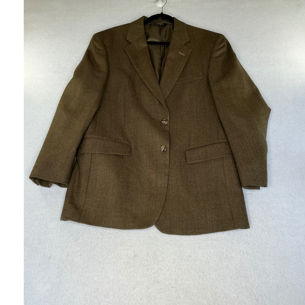 Jos. A. Bank Blazer‎ Mens 42R Olive Brown 100% Wool Herringbone Sport Coat - Picture 2 of 10